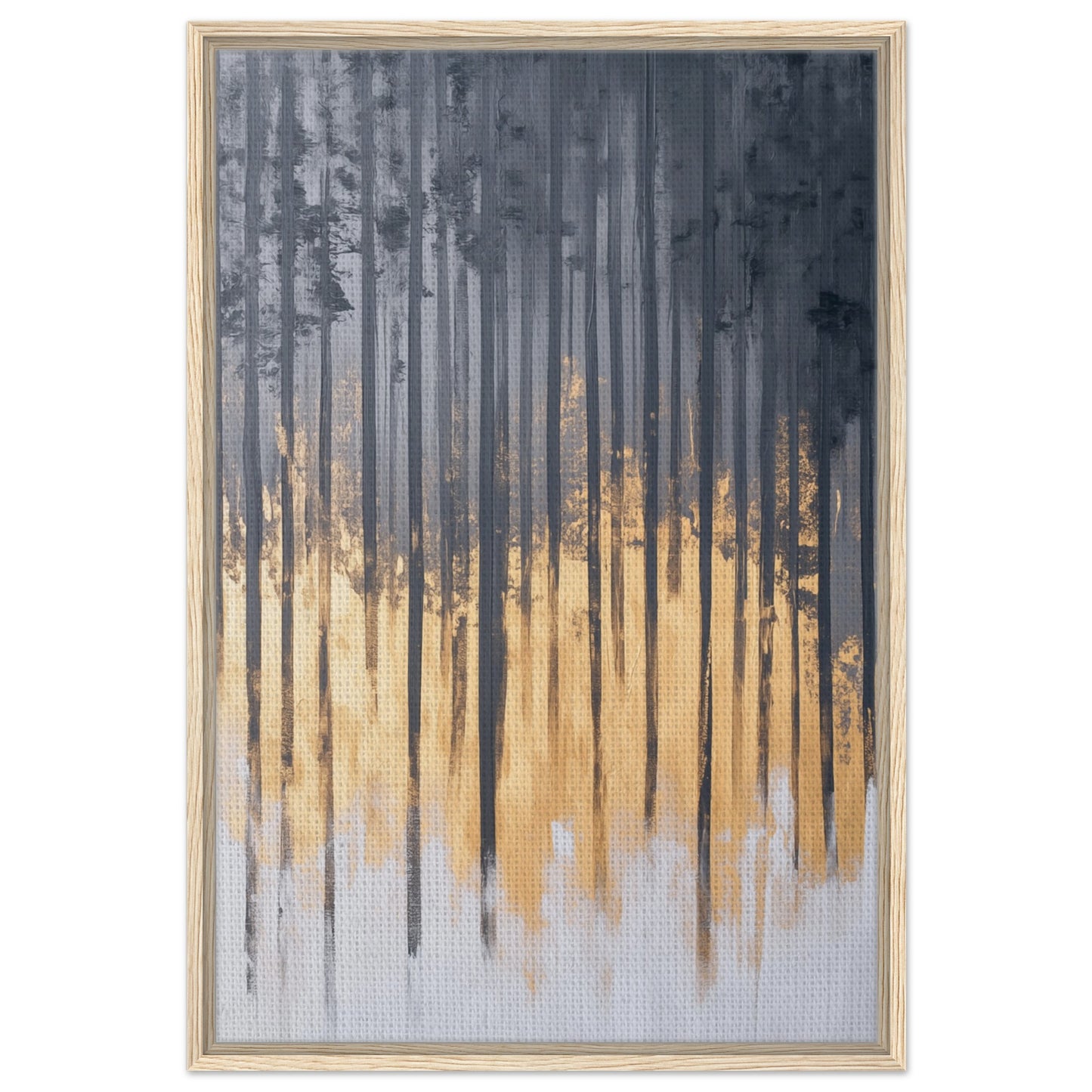 Sonnenaufgang im Birkenwald | Gerahmte Leinwand Holzrahmen 60x90 cm - Pixara