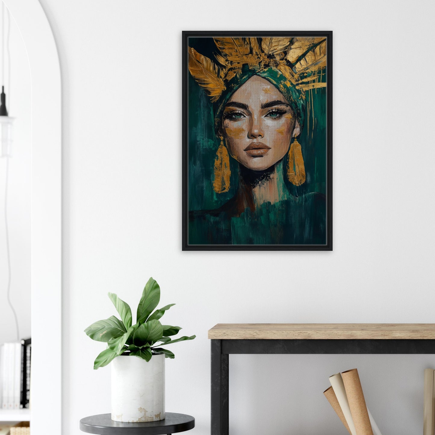 Goldene Stärke | Gerahmte Leinwand - Pixara
