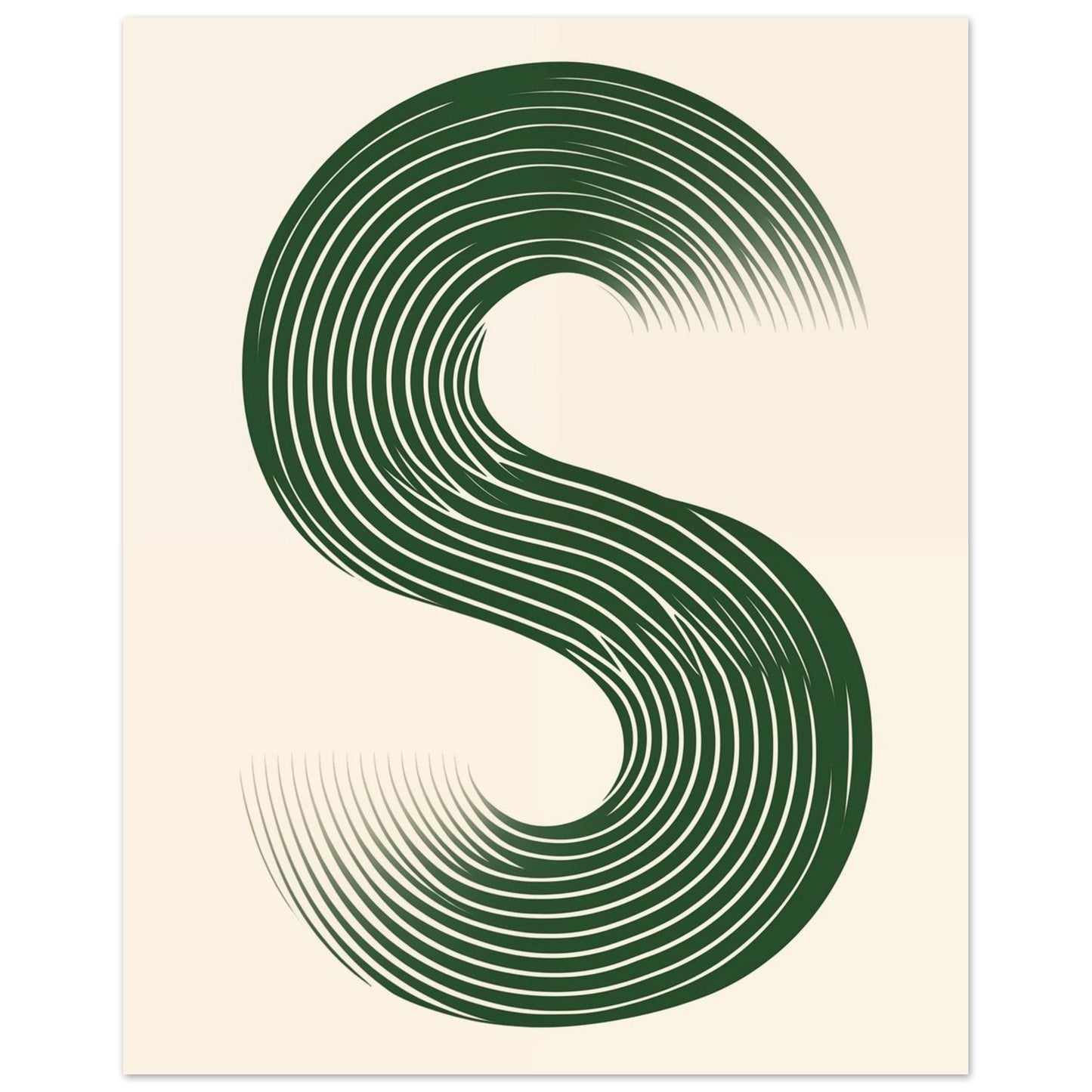 Minimalistisches S-Design in Grün und Weiß 40x50 cm - Pixara