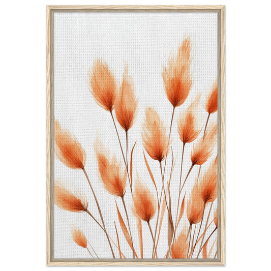 Orangene Hasenschwanzgräser | Gerahmte Leinwand Holzrahmen 60x90 cm - Pixara