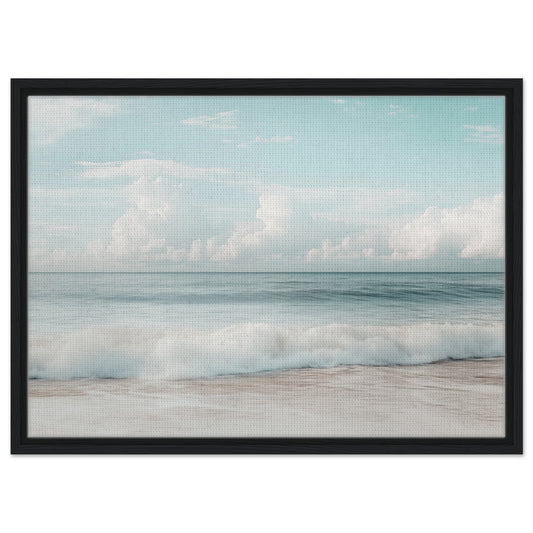 Sanfte Wellen am Strand | Gerahmte Leinwand Schwarzer Rahmen 50x70 cm - Pixara