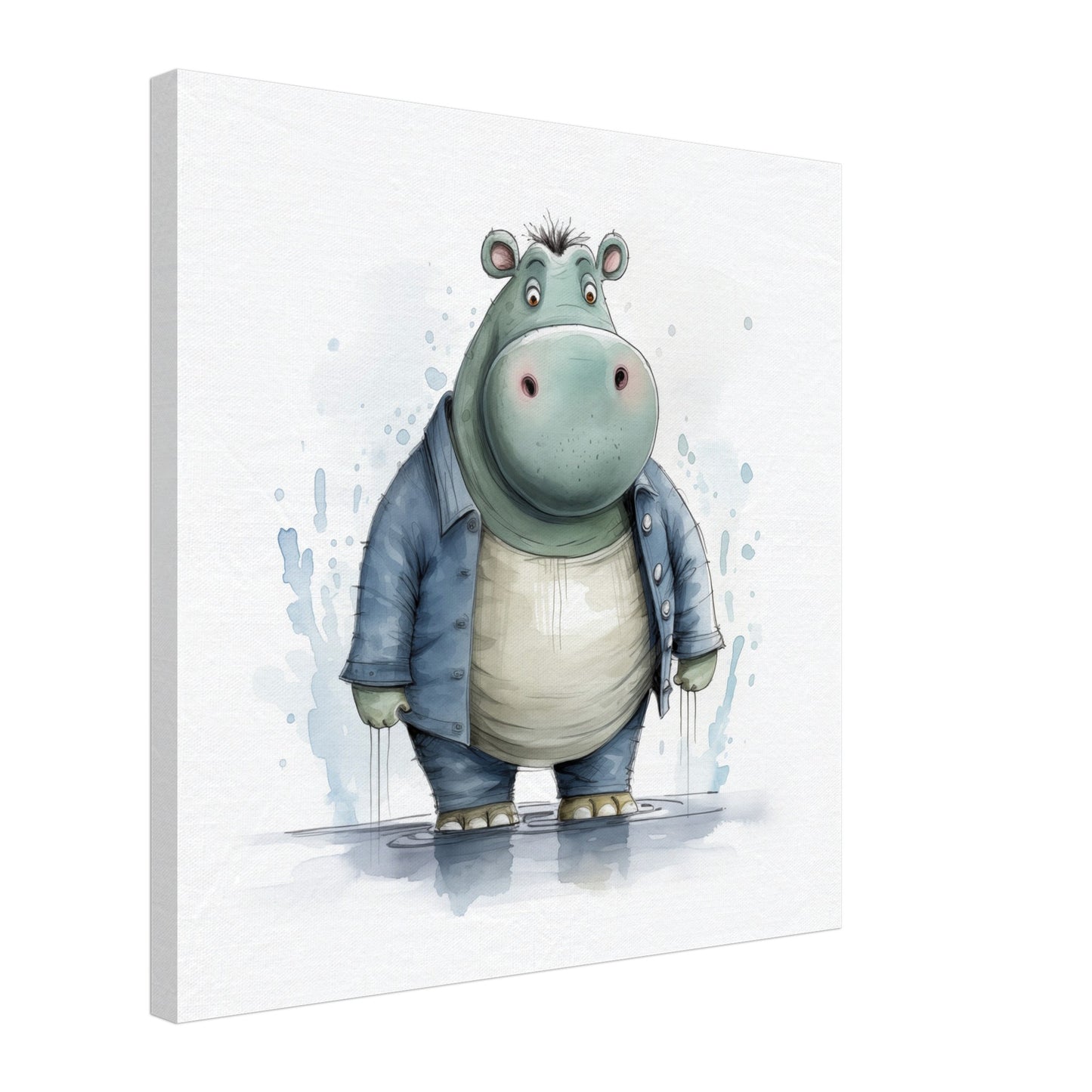 Nilpferd "Bernd" Leinwand 50x50 cm - Pixara