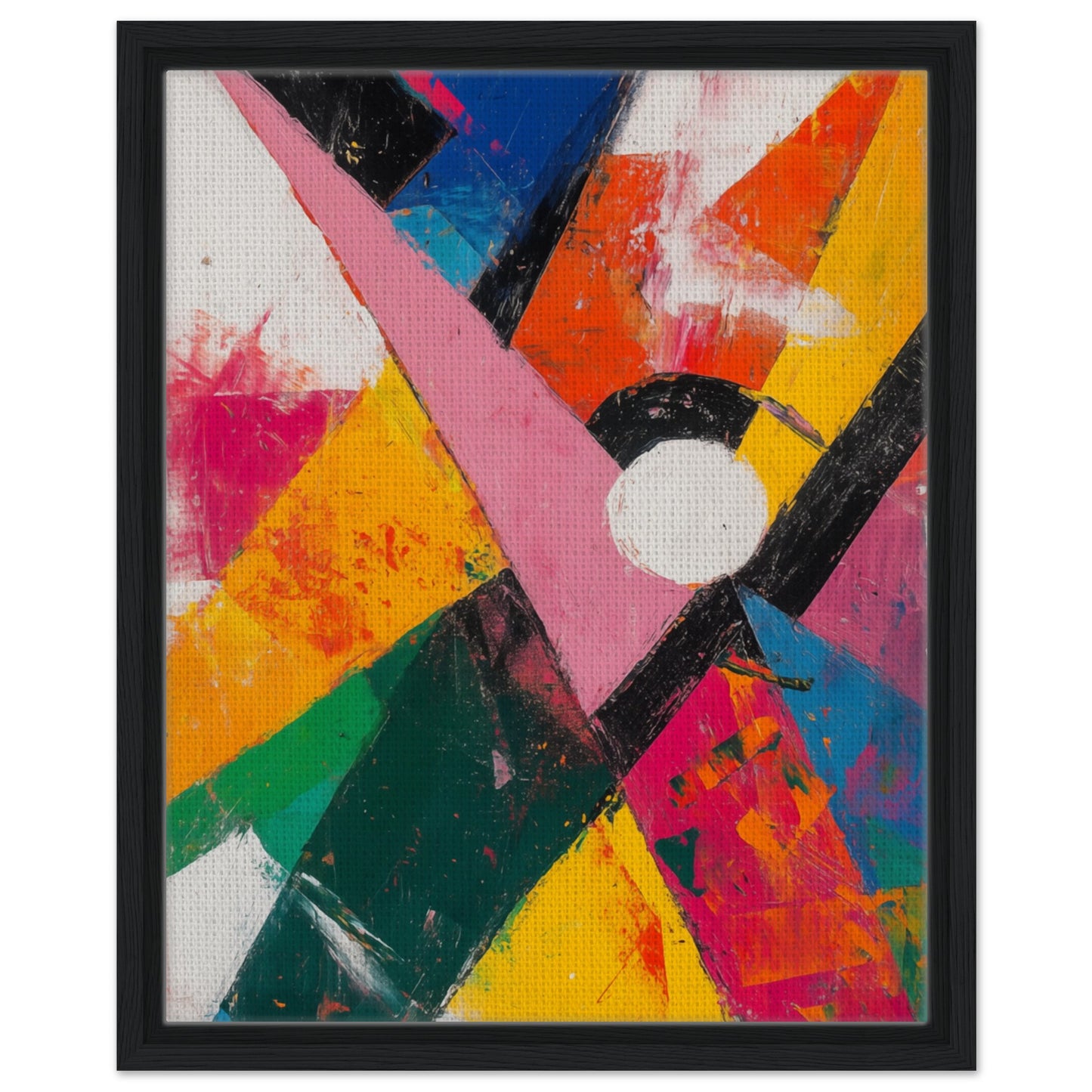 Abstraktes Farbspiel der Energie | Gerahmte Leinwand Schwarzer Rahmen 40x50 cm - Pixara