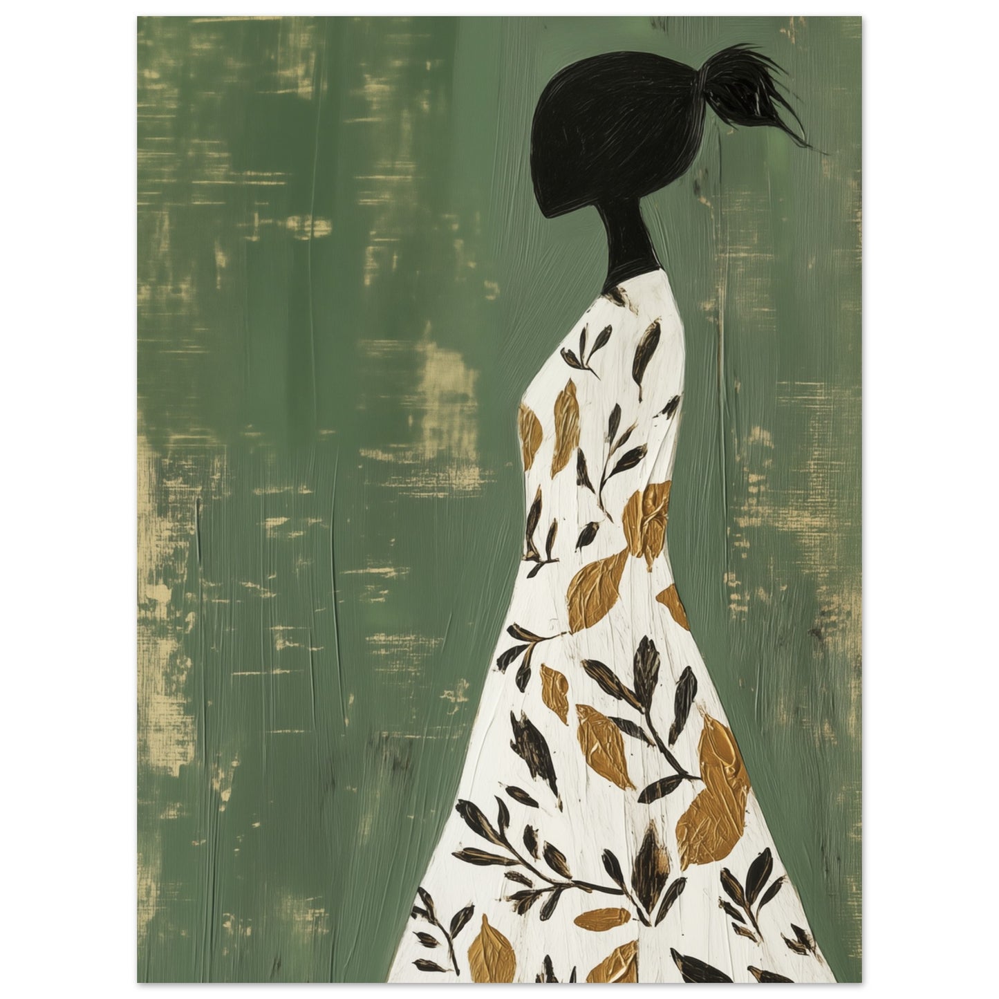 Botanical Grace – Minimalistisches Kunstwerk einer Frau 30x40 cm - Pixara