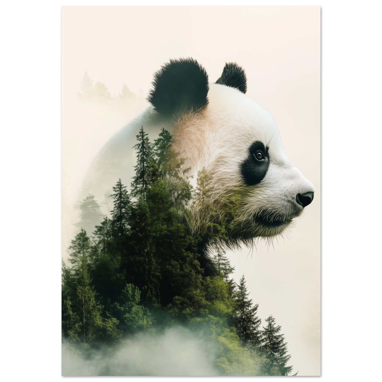 Doppelbelichtung Panda 70x100 cm - Pixara
