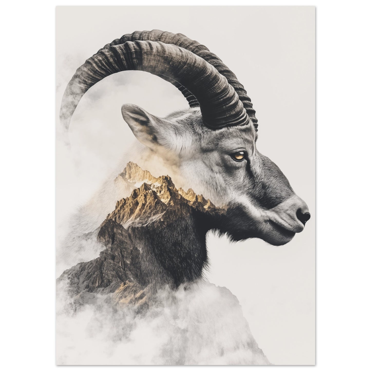 Eleganter Steinbock in Doppelbelichtung 13x18 cm - Pixara