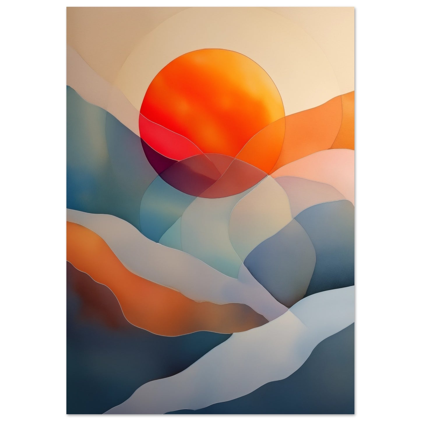 Sonnenuntergangswellen Poster A4 21x29.7 cm - Pixara