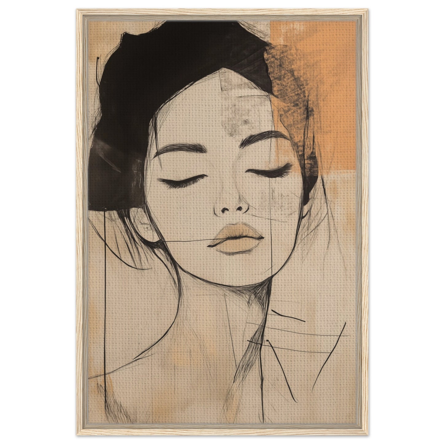 Zarte Linien im Portrait | Gerahmte Leinwand Holzrahmen 60x90 cm - Pixara