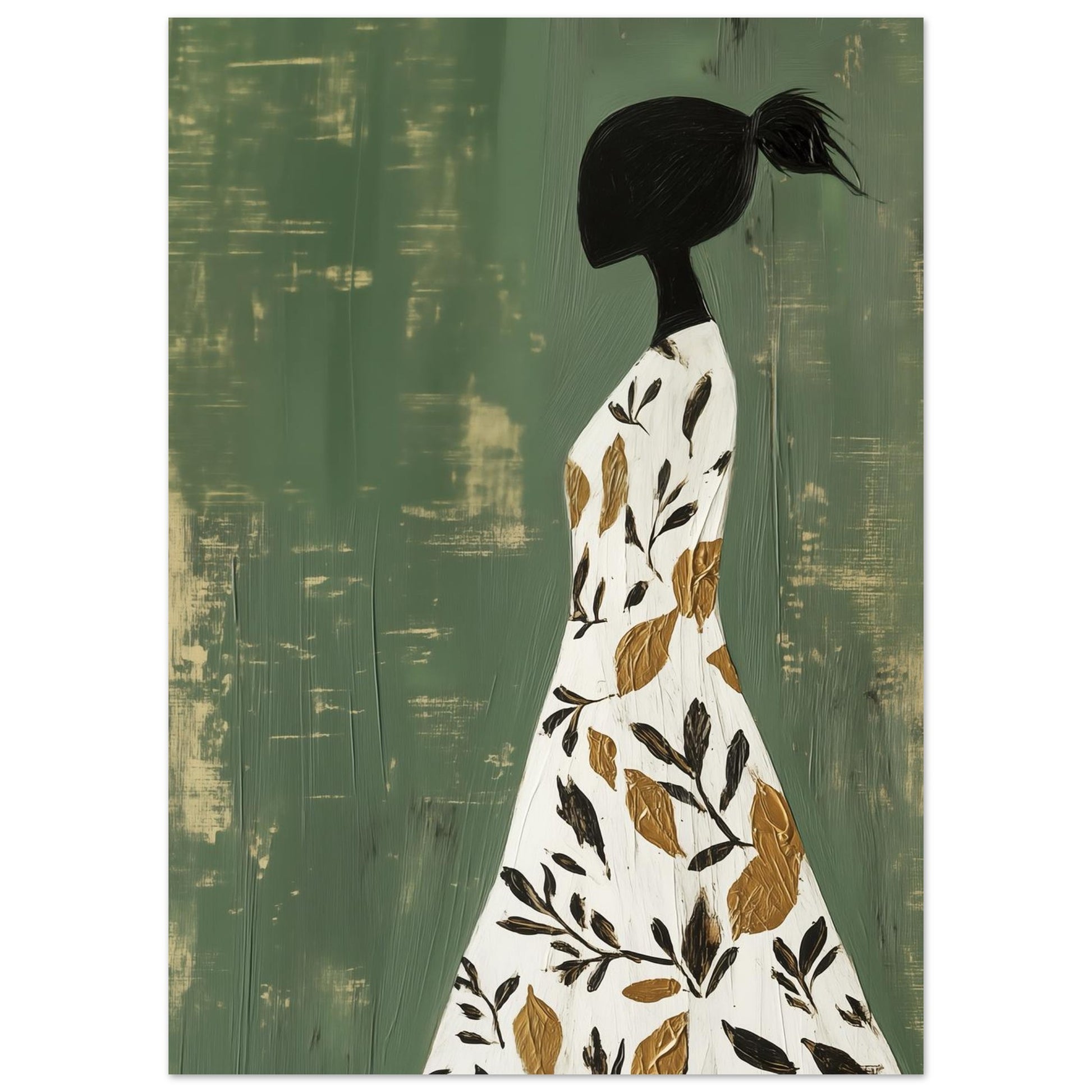 Botanical Grace – Minimalistisches Kunstwerk einer Frau - Pixara