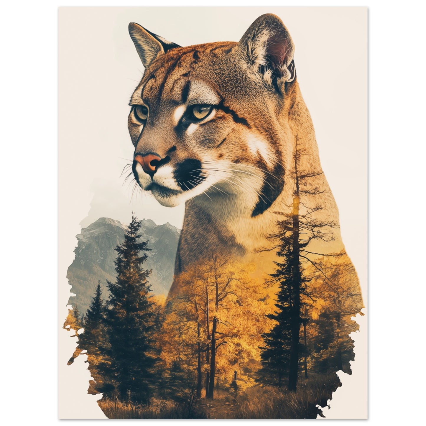 Eleganter Puma vor einer goldenen Herbstlandschaft 30x40 cm - Pixara