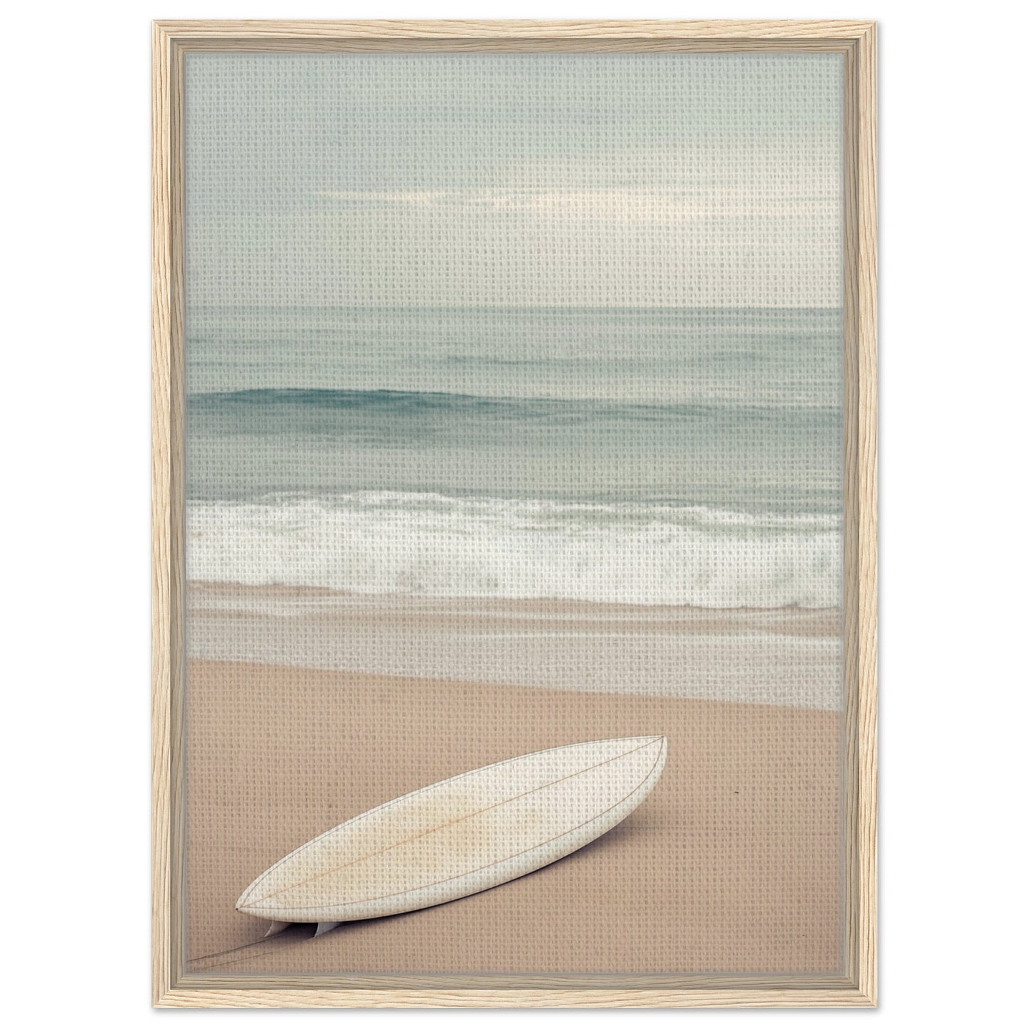 Verlassenes Surfbrett am Strand | Gerahmte Leinwand Holzrahmen 50x70 cm - Pixara