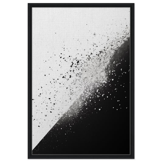 Schwarz-Weiß-Splitter 1 | Gerahmte Leinwand Schwarzer Rahmen 60x90 cm - Pixara