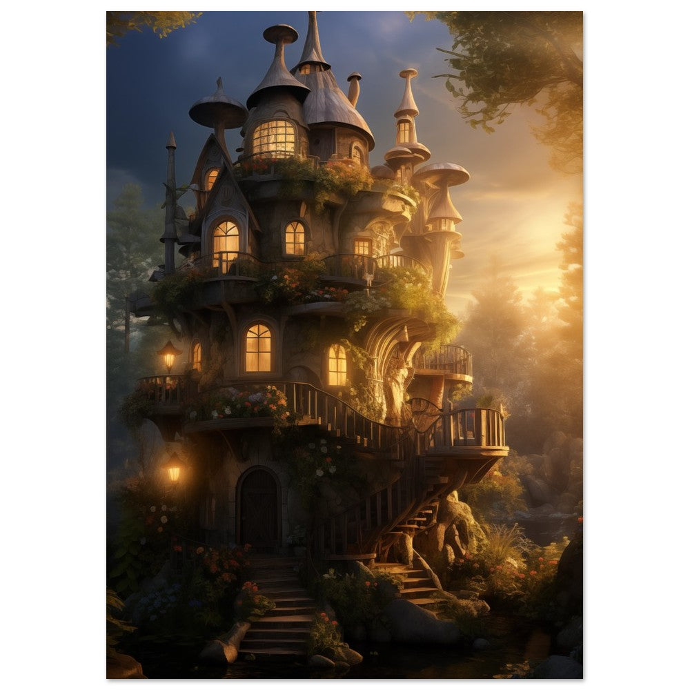 Baumhaus im Zwielicht 50x70 cm - Pixara
