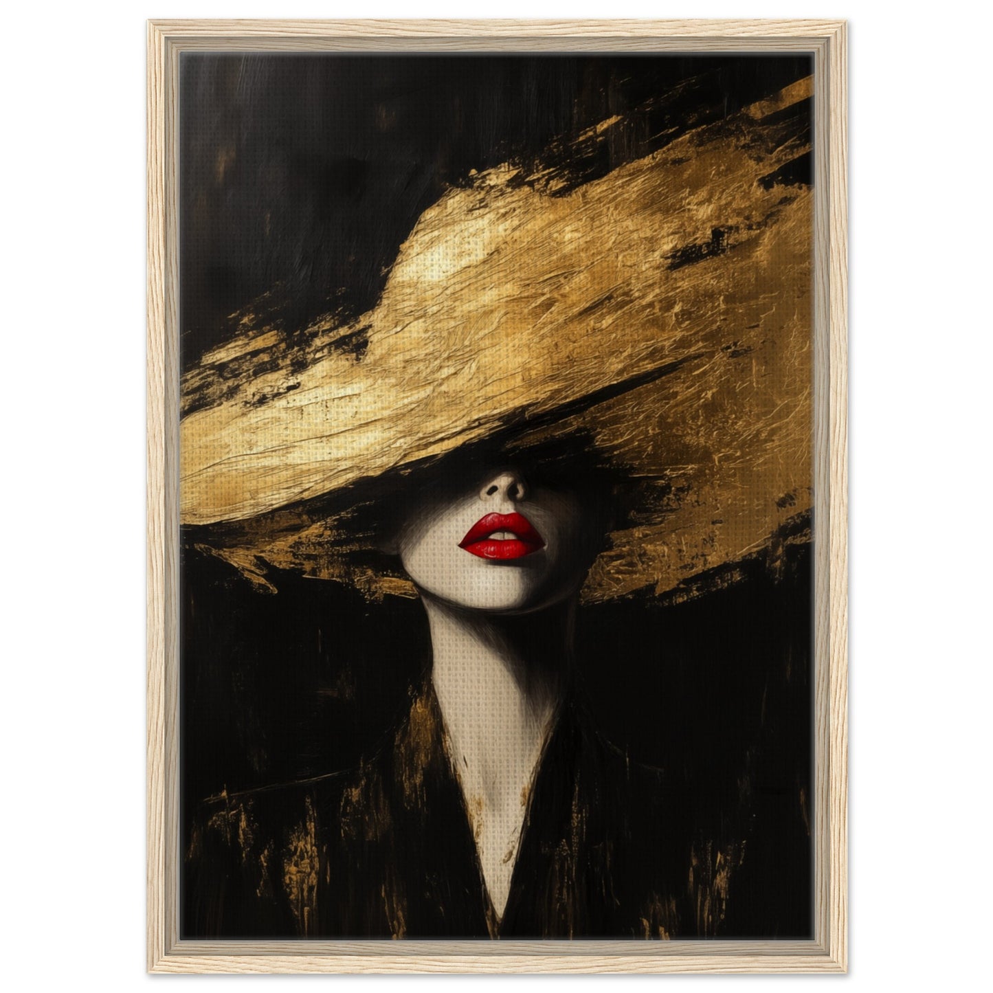 Goldene Eleganz | Gerahmte Leinwand Holzrahmen 50x70 cm - Pixara