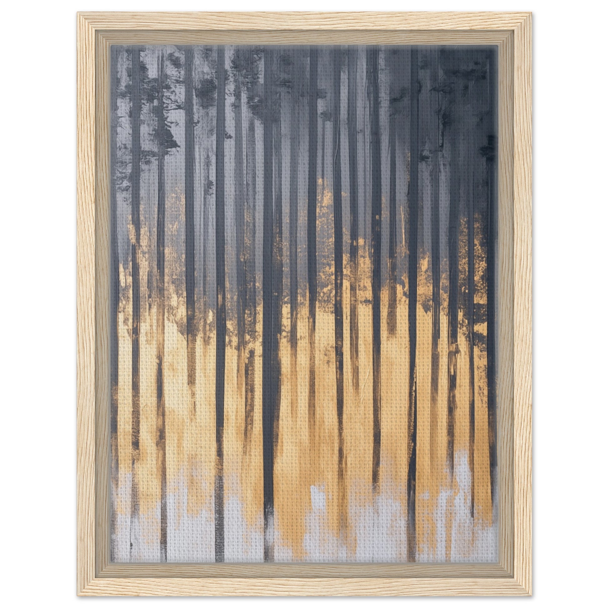 Sonnenaufgang im Birkenwald | Gerahmte Leinwand Holzrahmen 30x40 cm - Pixara