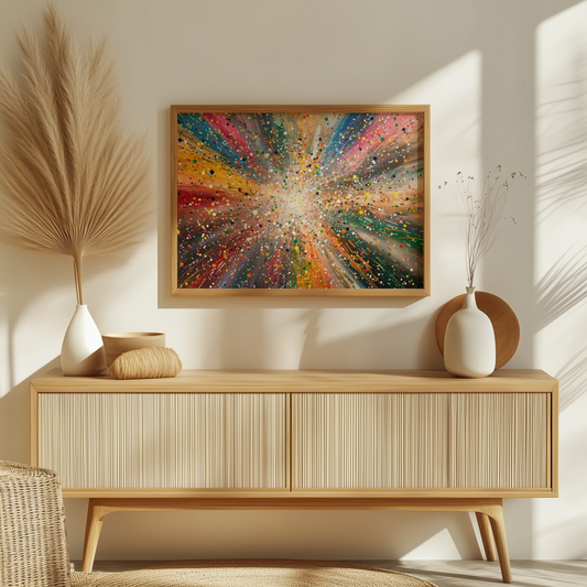 Farbexplosion - Kunst der Bewegung | Gerahmte Leinwand - Pixara