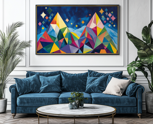 Geometrische Berglandschaft im Sternenlicht - Pixara