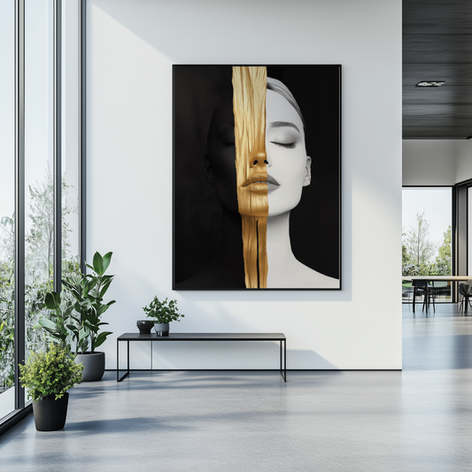 Goldene Dualität | Gerahmte Leinwand - Pixara