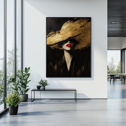 Goldene Eleganz | Gerahmte Leinwand - Pixara