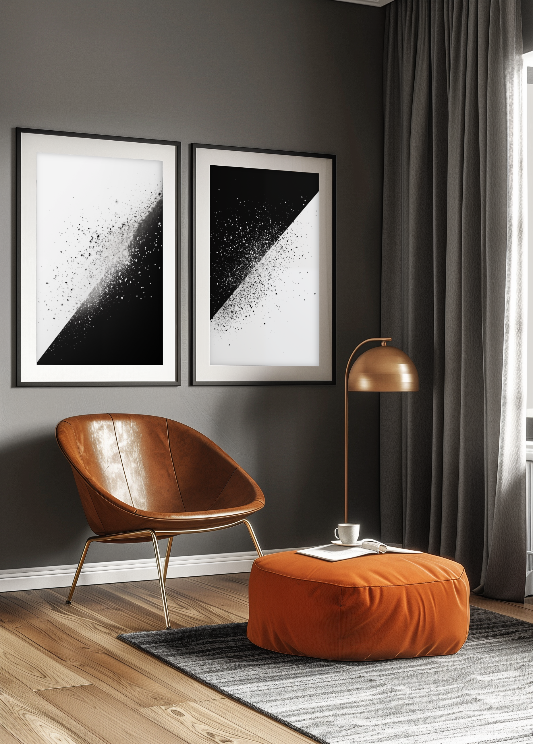 Schwarz-Weiß-Splitter 1 | Gerahmte Leinwand - Pixara