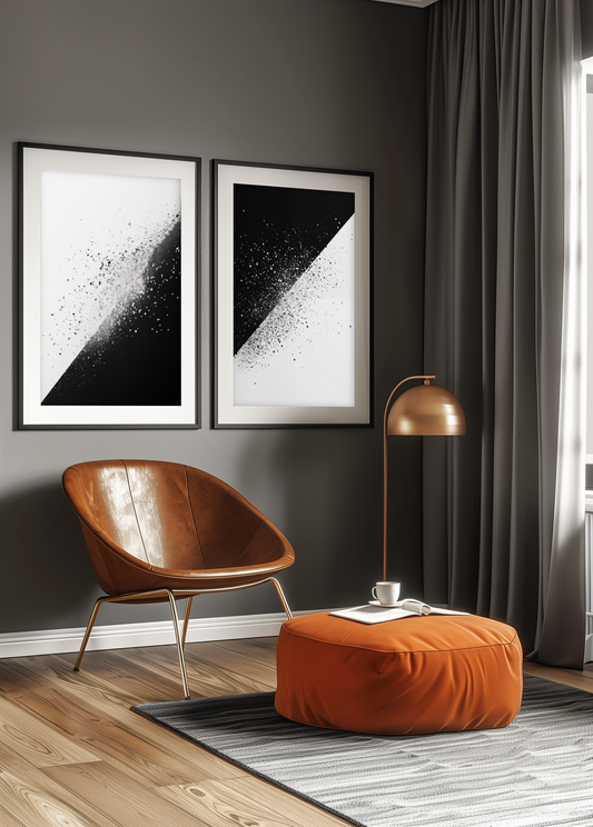 Schwarz-Weiß-Splitter 1 | Gerahmte Leinwand - Pixara