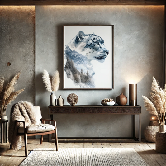 Schneeleopard mit majestätischen Berggipfeln - Pixara