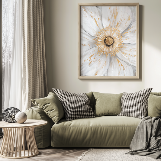 Weiße Blume mit goldenen Akzenten - Pixara