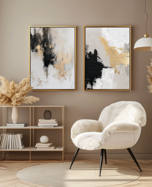Golden Brushstroke Harmony - Pixara