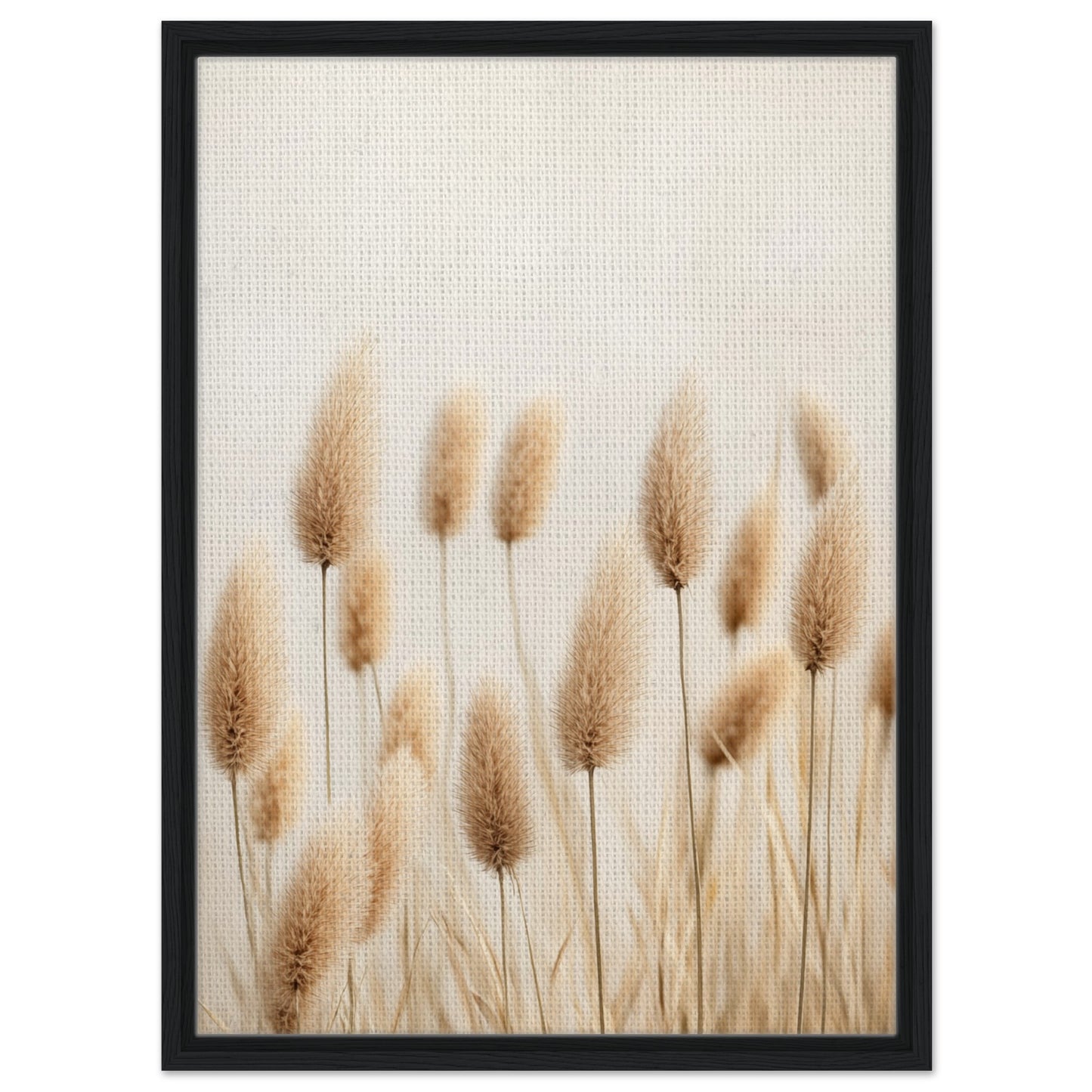 Sanfte Gräser im Sonnenlicht | Gerahmte Leinwand 50x70 cm 20x28″ Schwarzer Rahmen - Pixara