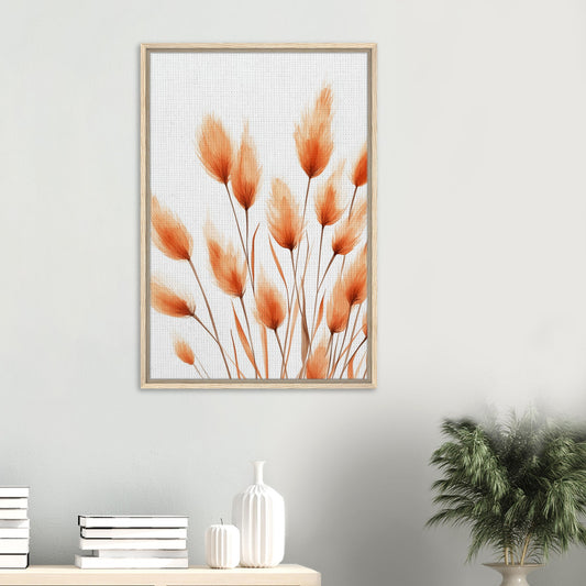 Orangene Hasenschwanzgräser | Gerahmte Leinwand - Pixara