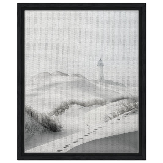 Leuchtturm in den Dünen | Gerahmte Leinwand Schwarzer Rahmen 40x50 cm - Pixara