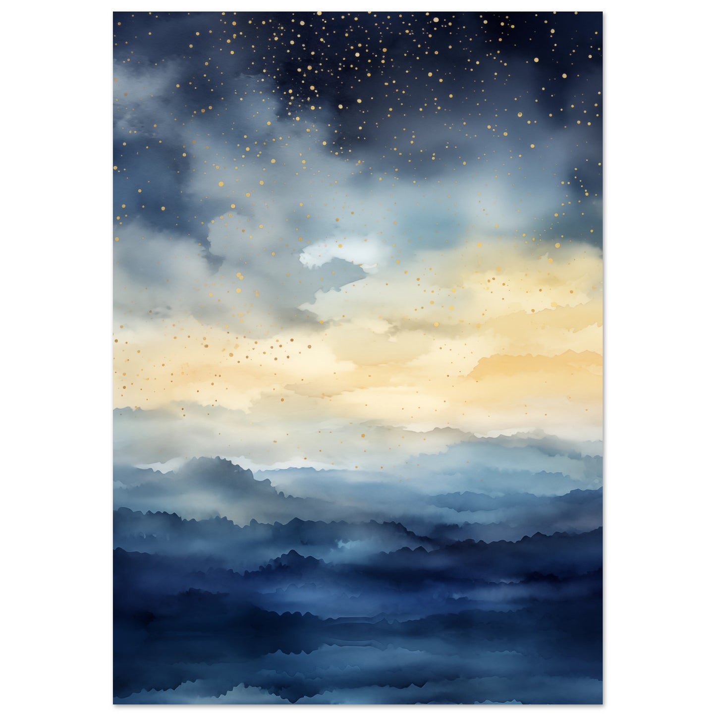 Nachthimmel über dem Meer Poster A4 21x29.7 cm - Pixara