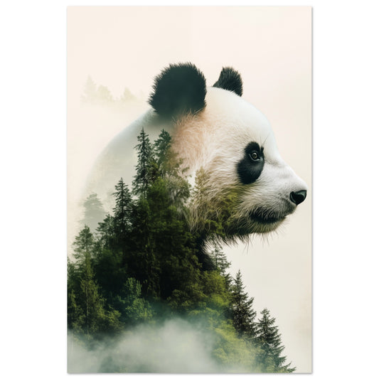 Doppelbelichtung Panda 60x90 cm - Pixara