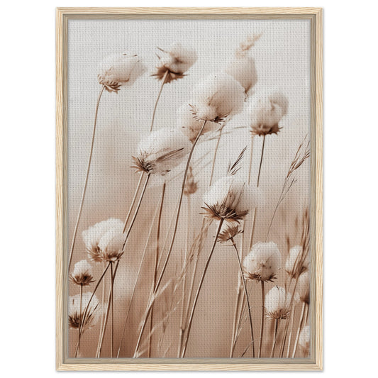 Flauschige Baumwollblumen | Gerahmte Leinwand Holzrahmen 50x70 cm - Pixara