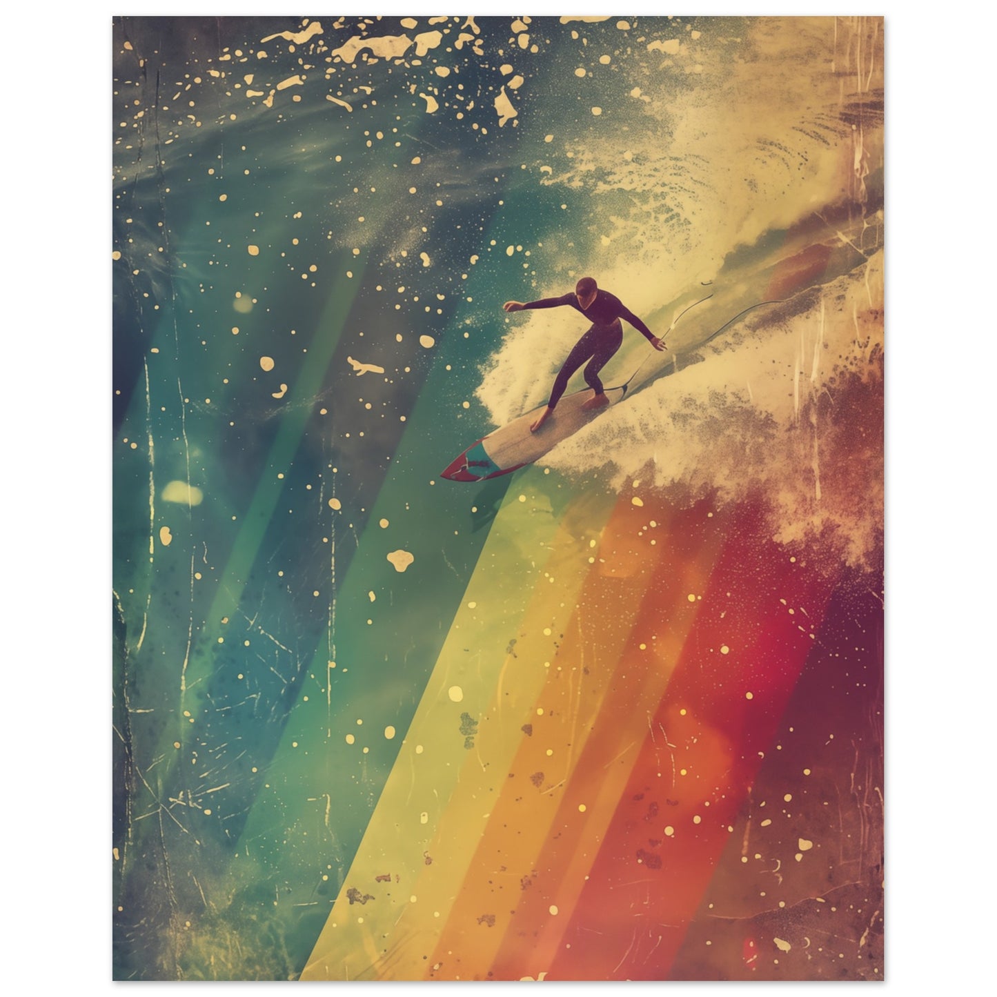 Regenbogensurfer Poster 20x25 cm - Pixara