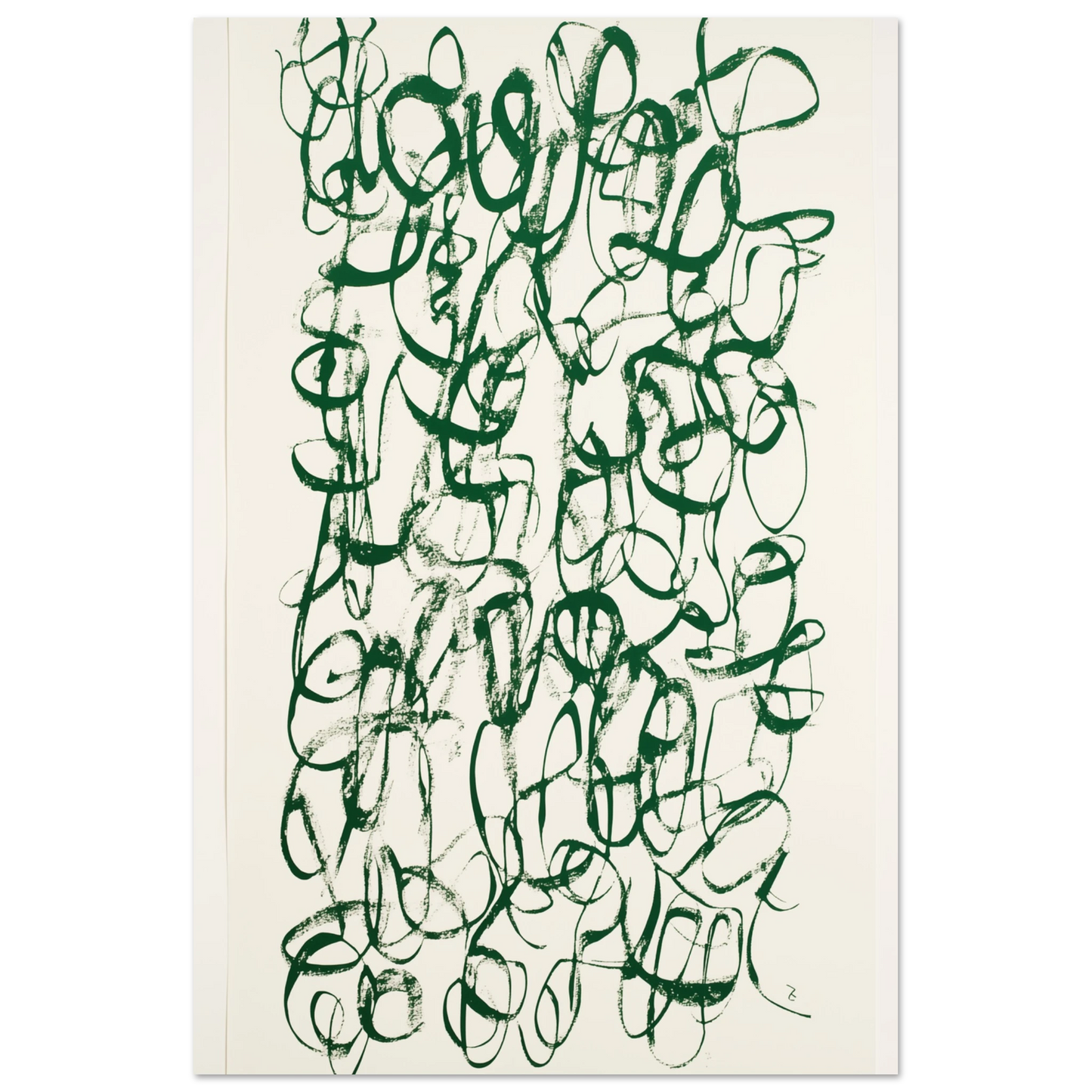 Verworrene Gedanken – Abstrakte grüne Kalligrafie Poster 60x90 cm - Pixara