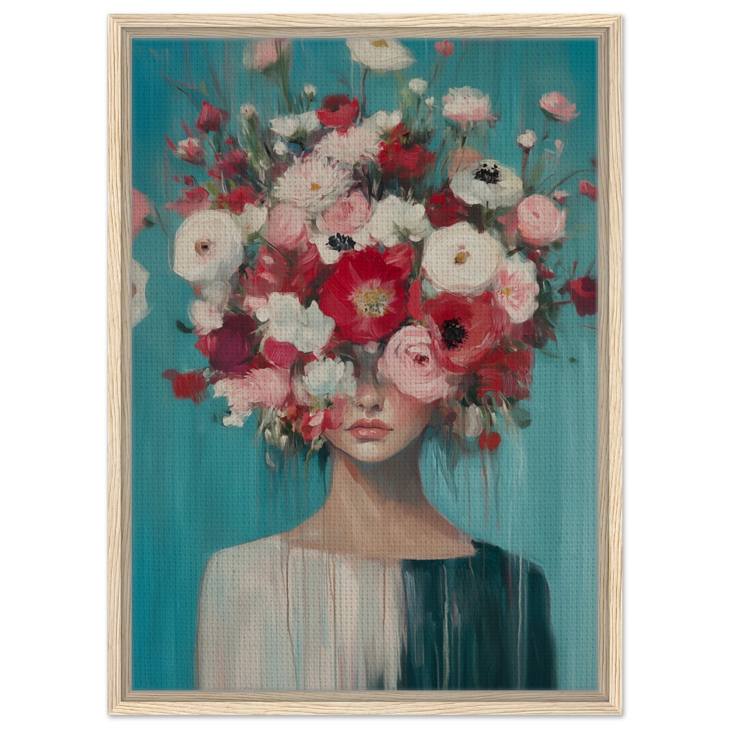 Florale Fantasie | Gerahmte Leinwand Holzrahmen 50x70 cm - Pixara