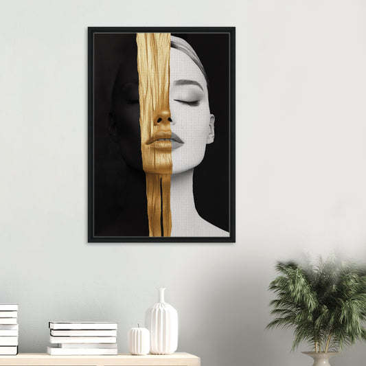 Goldene Dualität | Gerahmte Leinwand - Pixara