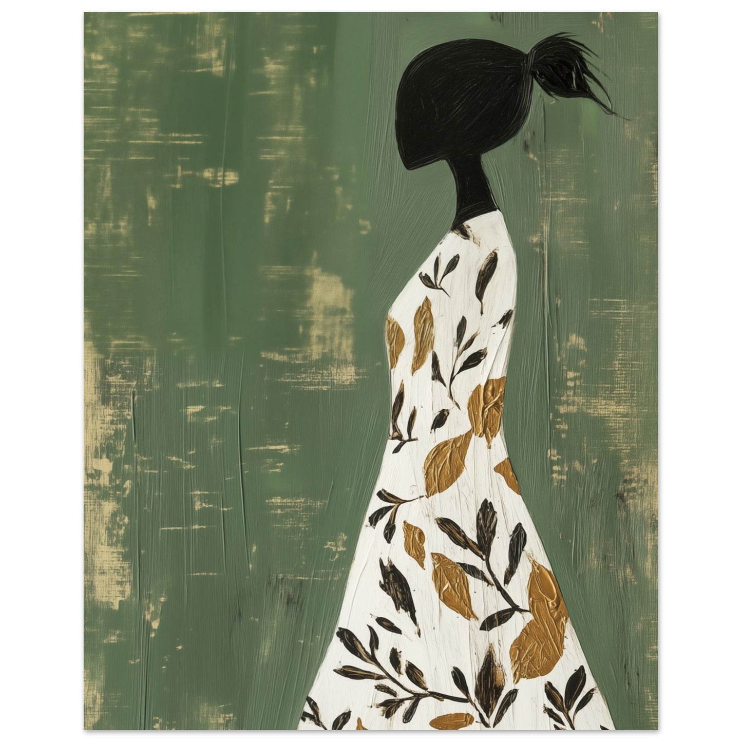 Botanical Grace – Minimalistisches Kunstwerk einer Frau 40x50 cm - Pixara