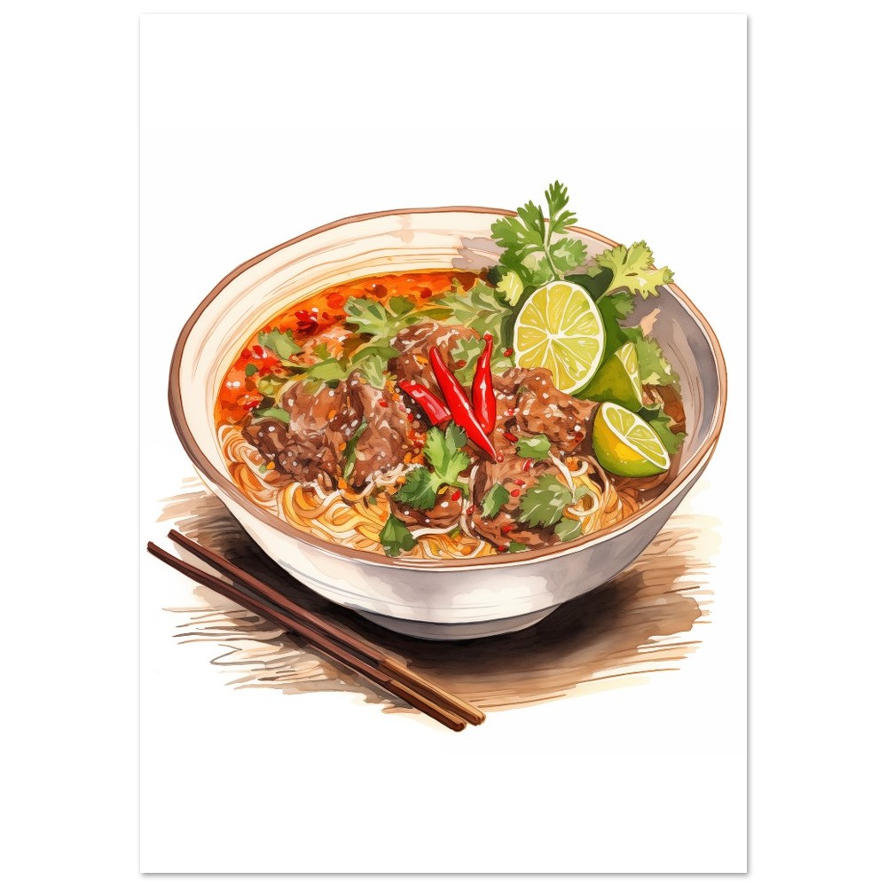 Thailändische Nudelsuppe Poster A4 21x29.7 cm - Pixara
