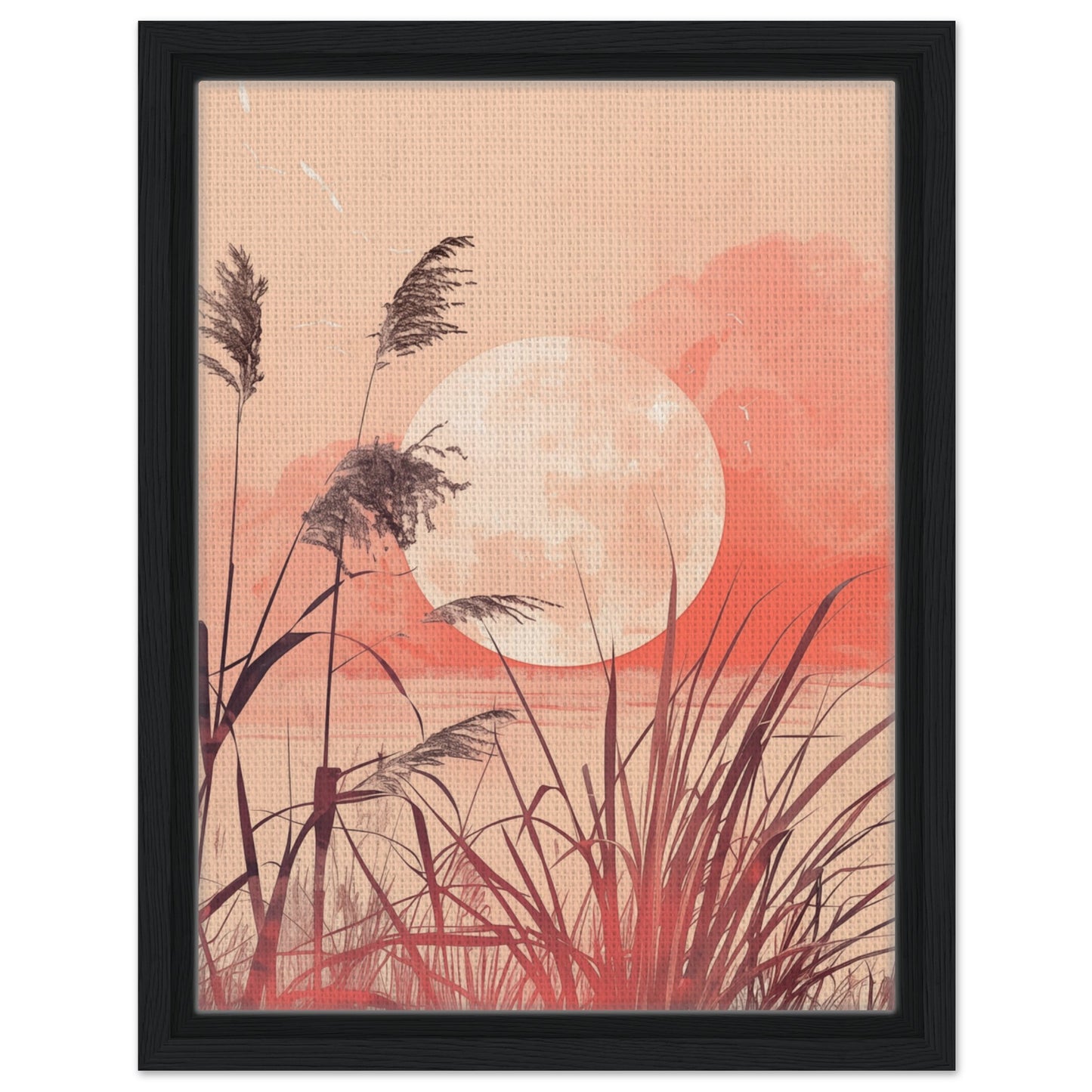 Mondlichtgräser | Gerahmte Leinwand Schwarzer Rahmen 30x40 cm - Pixara