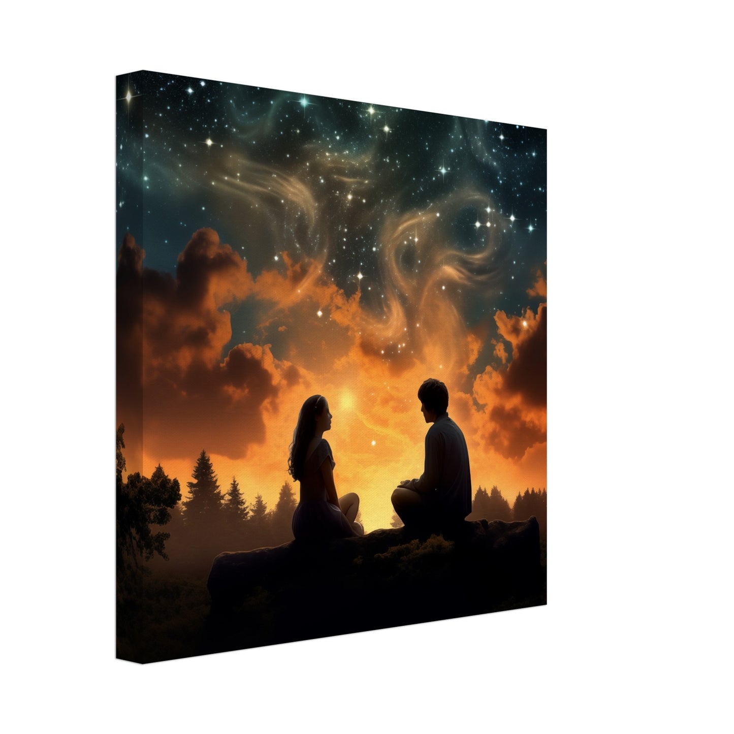 Sternennachtgespräch Leinwand 30x30 cm - Pixara