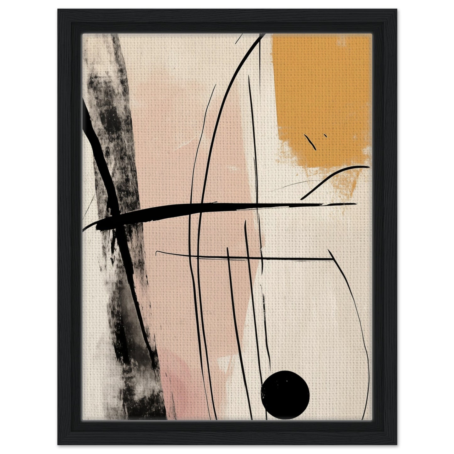 Abstrakte Linienkunst | Gerahmte Leinwand Schwarzer Rahmen 30x40 cm - Pixara
