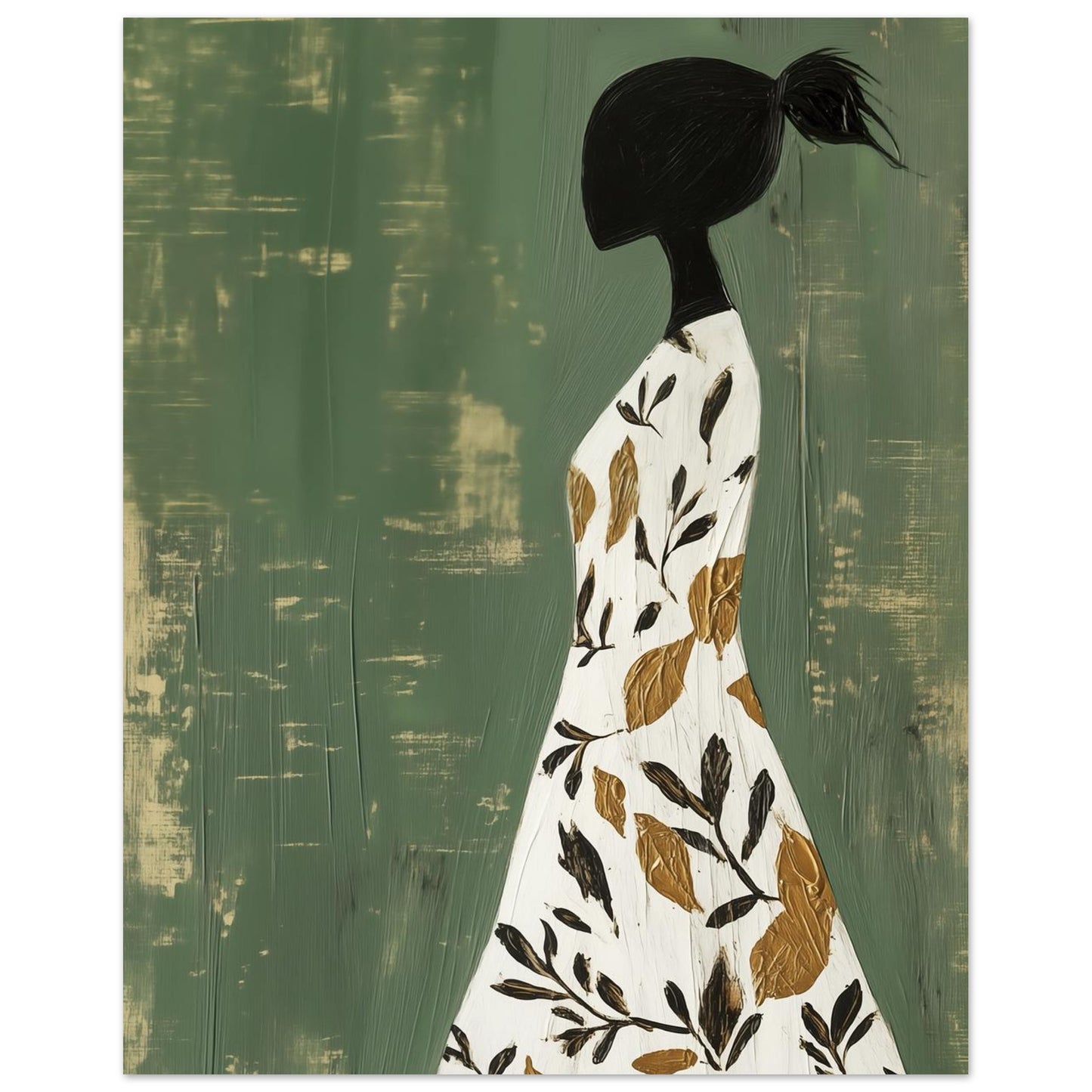 Botanical Grace – Minimalistisches Kunstwerk einer Frau - Pixara