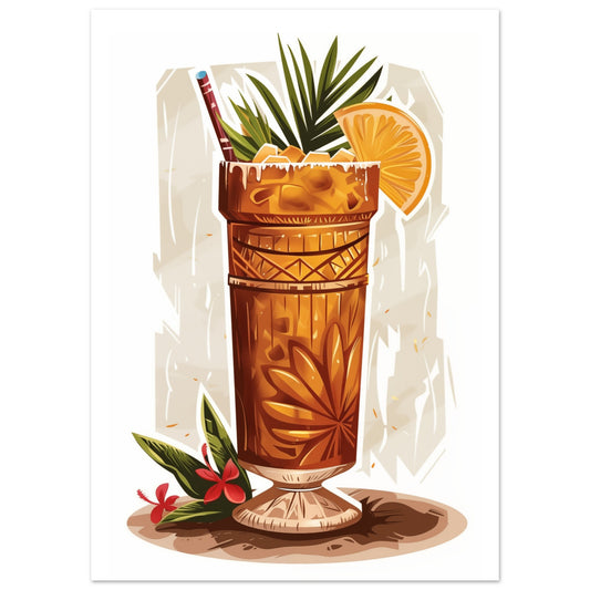 Tropischer Tiki-Cocktail 50x70 cm - Pixara