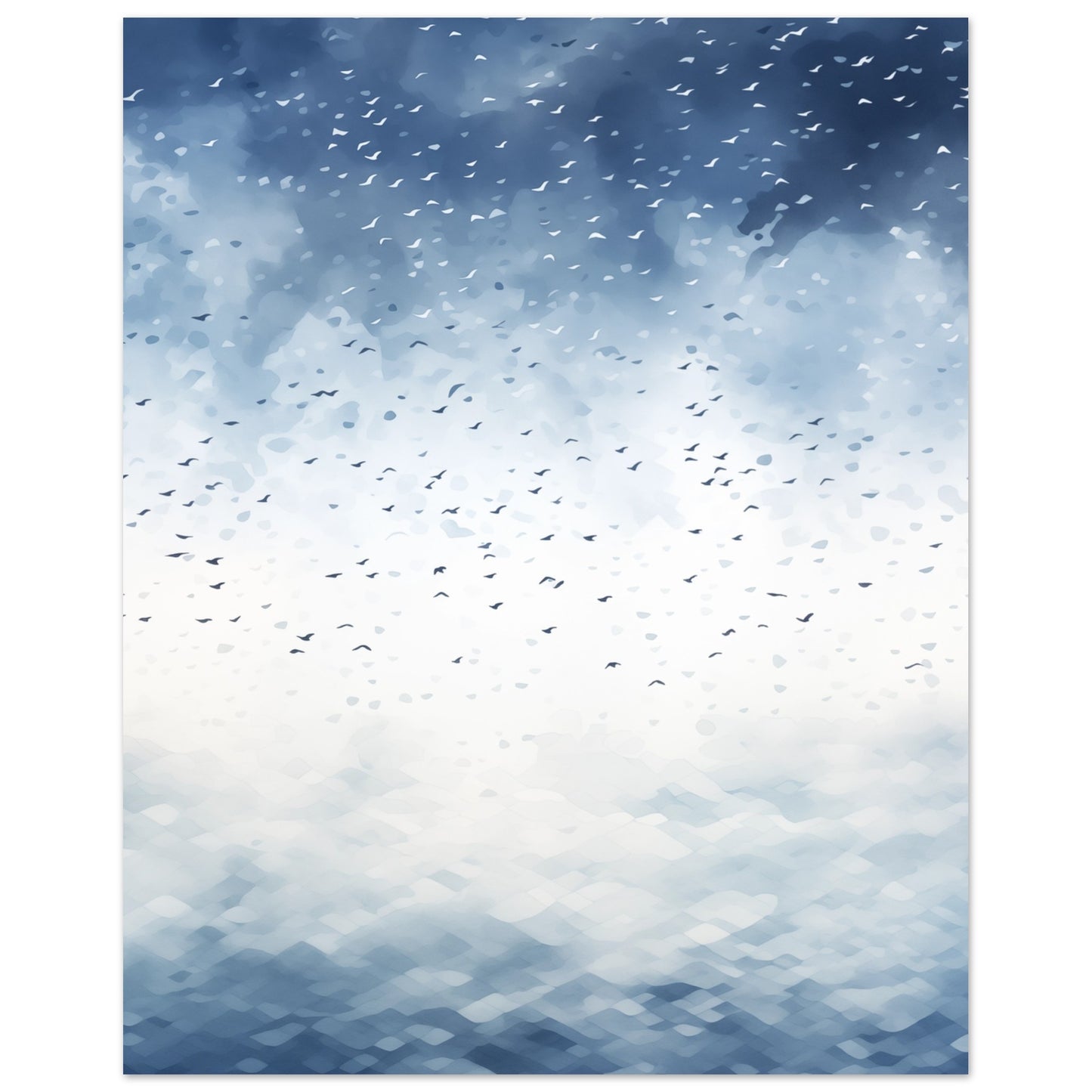 Vogelschwarm über dem Ozean Poster 20x25 cm - Pixara