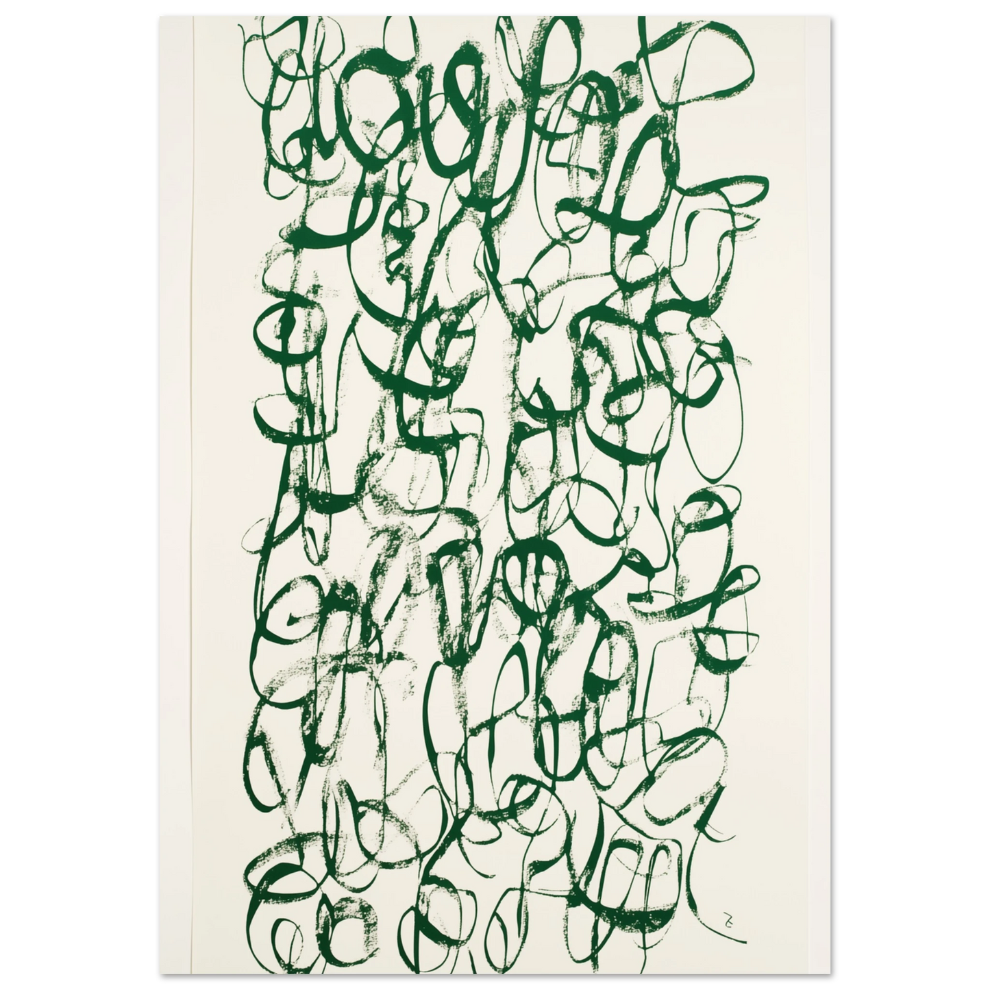 Verworrene Gedanken – Abstrakte grüne Kalligrafie Poster 70x100 cm - Pixara