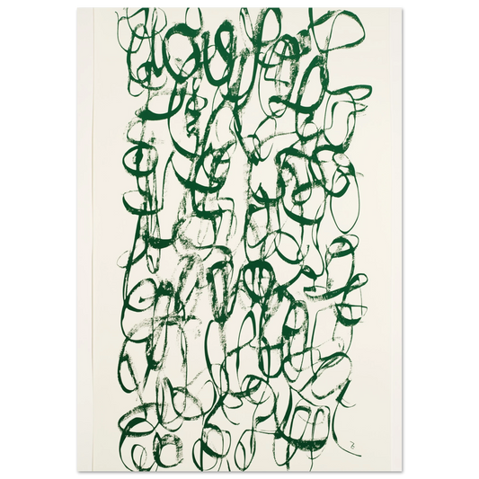 Verworrene Gedanken – Abstrakte grüne Kalligrafie Poster 70x100 cm - Pixara