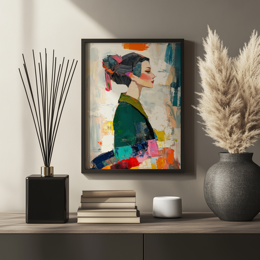 Abstraktes modernes Porträt einer Frau im Kimono - Pixara