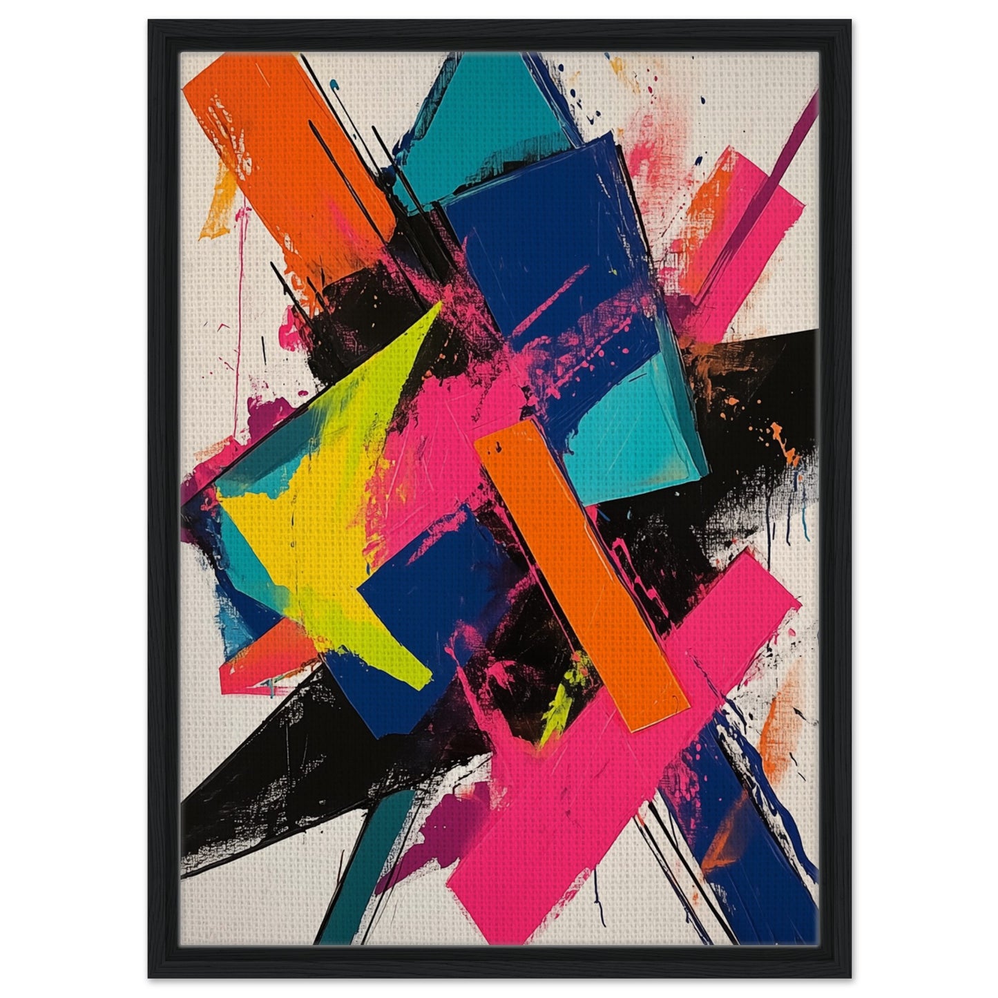 Abstrakte Explosion der Farben | Gerahmte Leinwand Schwarzer Rahmen 50x70 cm - Pixara